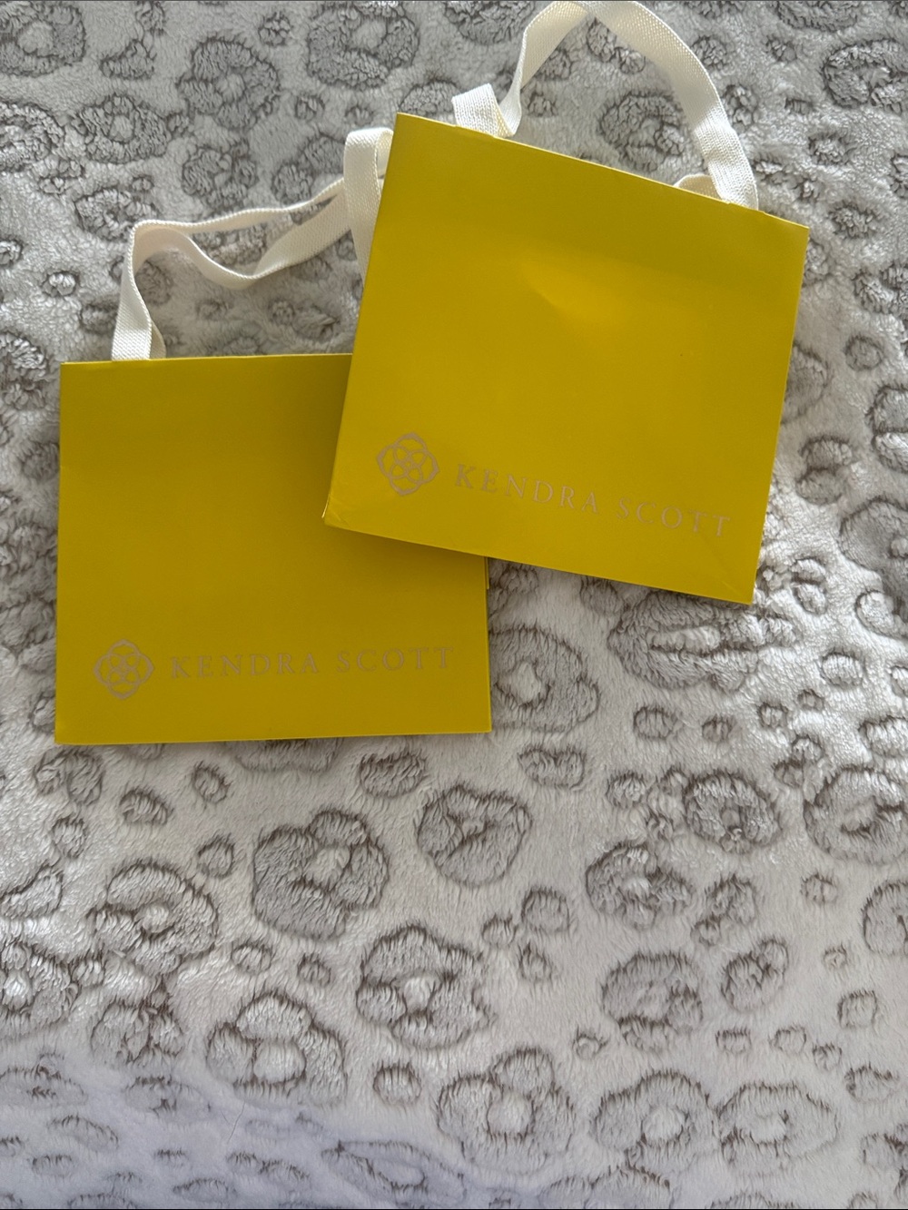 Kendra Scott Bright Yellow Gift Bags with White Ribbon Handles
